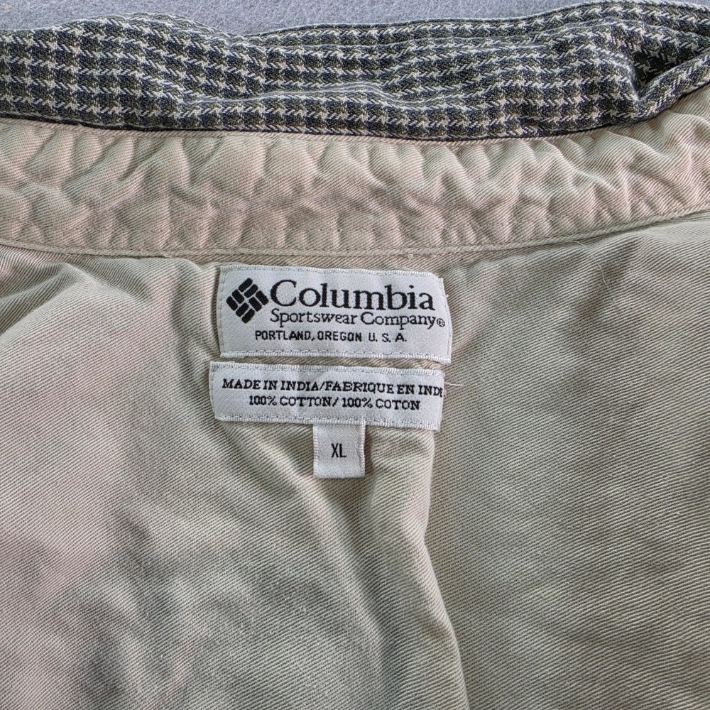 Columbia Sportswear Mens XL Green Micro Check Shirt Outdoorsy Gorpcore - Picture 7 of 8